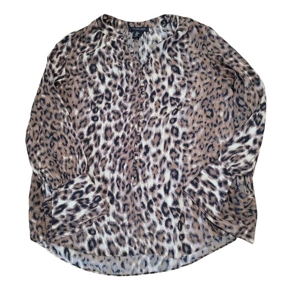 Rachel Zoe Leopard Print Long Sleeve Top Size M - Picture 1 of 5